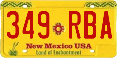NM license plate 349RBA