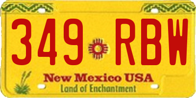 NM license plate 349RBW