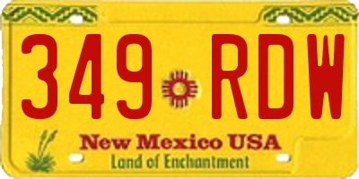 NM license plate 349RDW