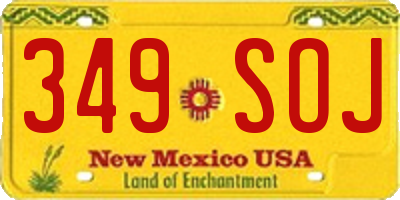 NM license plate 349SOJ