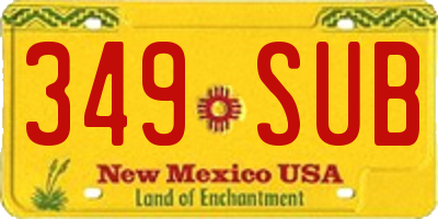 NM license plate 349SUB