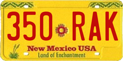 NM license plate 350RAK