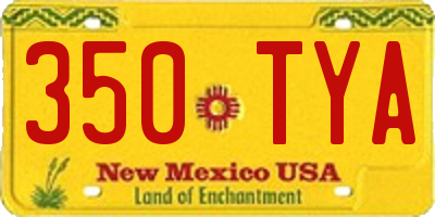 NM license plate 350TYA