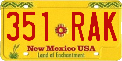 NM license plate 351RAK