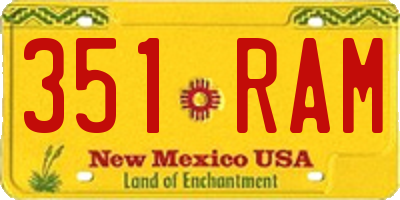 NM license plate 351RAM