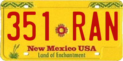 NM license plate 351RAN