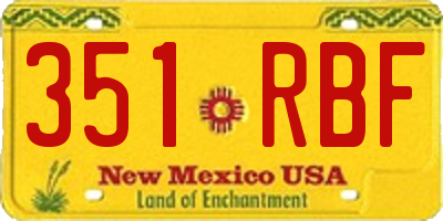 NM license plate 351RBF