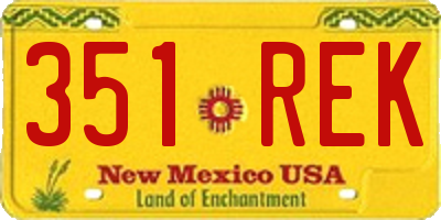 NM license plate 351REK