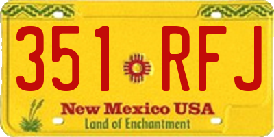 NM license plate 351RFJ