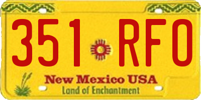 NM license plate 351RFO