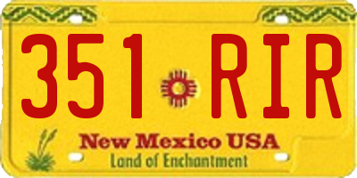 NM license plate 351RIR
