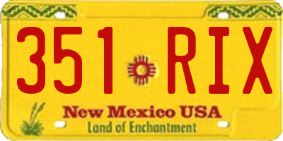 NM license plate 351RIX