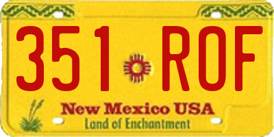 NM license plate 351ROF