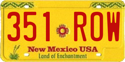 NM license plate 351ROW