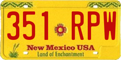 NM license plate 351RPW