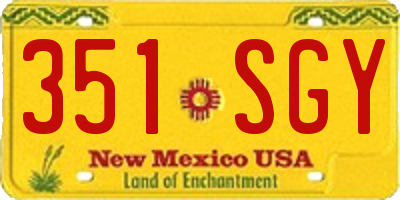 NM license plate 351SGY