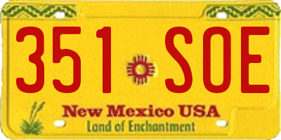 NM license plate 351SOE