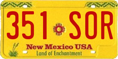 NM license plate 351SOR