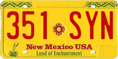 NM license plate 351SYN