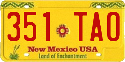 NM license plate 351TAO