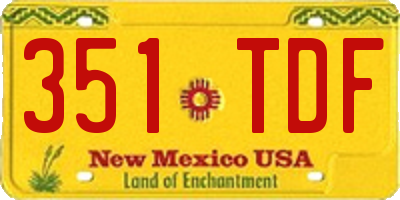 NM license plate 351TDF