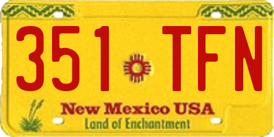 NM license plate 351TFN