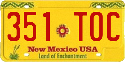 NM license plate 351TOC