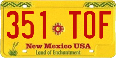 NM license plate 351TOF
