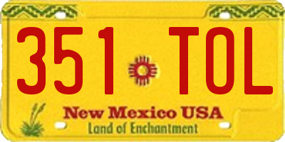 NM license plate 351TOL