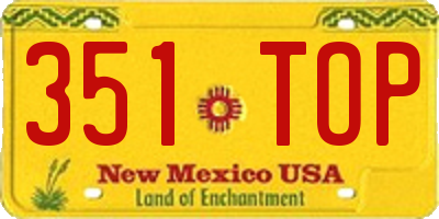 NM license plate 351TOP