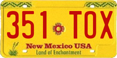 NM license plate 351TOX