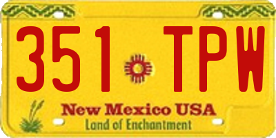 NM license plate 351TPW