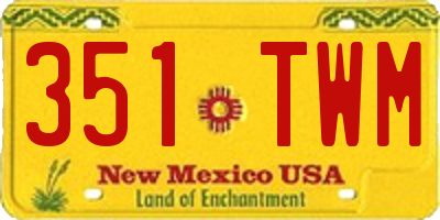 NM license plate 351TWM