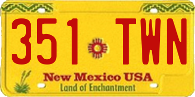 NM license plate 351TWN