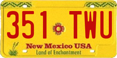 NM license plate 351TWU
