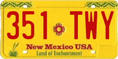 NM license plate 351TWY