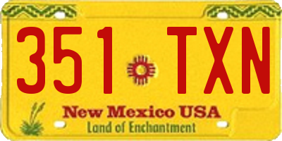 NM license plate 351TXN