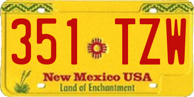 NM license plate 351TZW