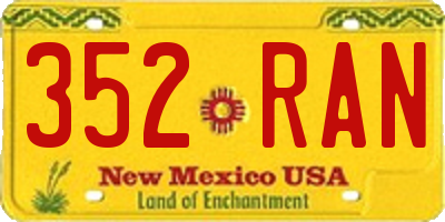 NM license plate 352RAN