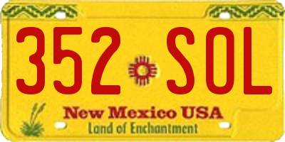 NM license plate 352SOL