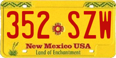 NM license plate 352SZW