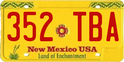 NM license plate 352TBA