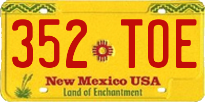 NM license plate 352TOE