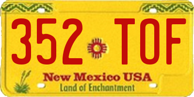 NM license plate 352TOF