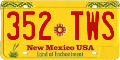 NM license plate 352TWS