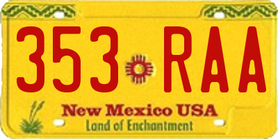 NM license plate 353RAA