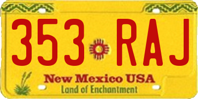 NM license plate 353RAJ