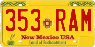 NM license plate 353RAM