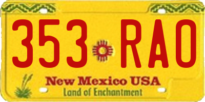 NM license plate 353RAO