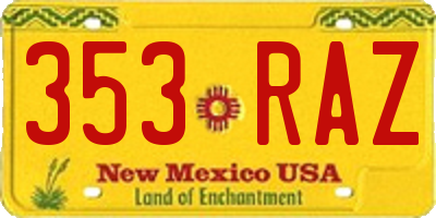 NM license plate 353RAZ